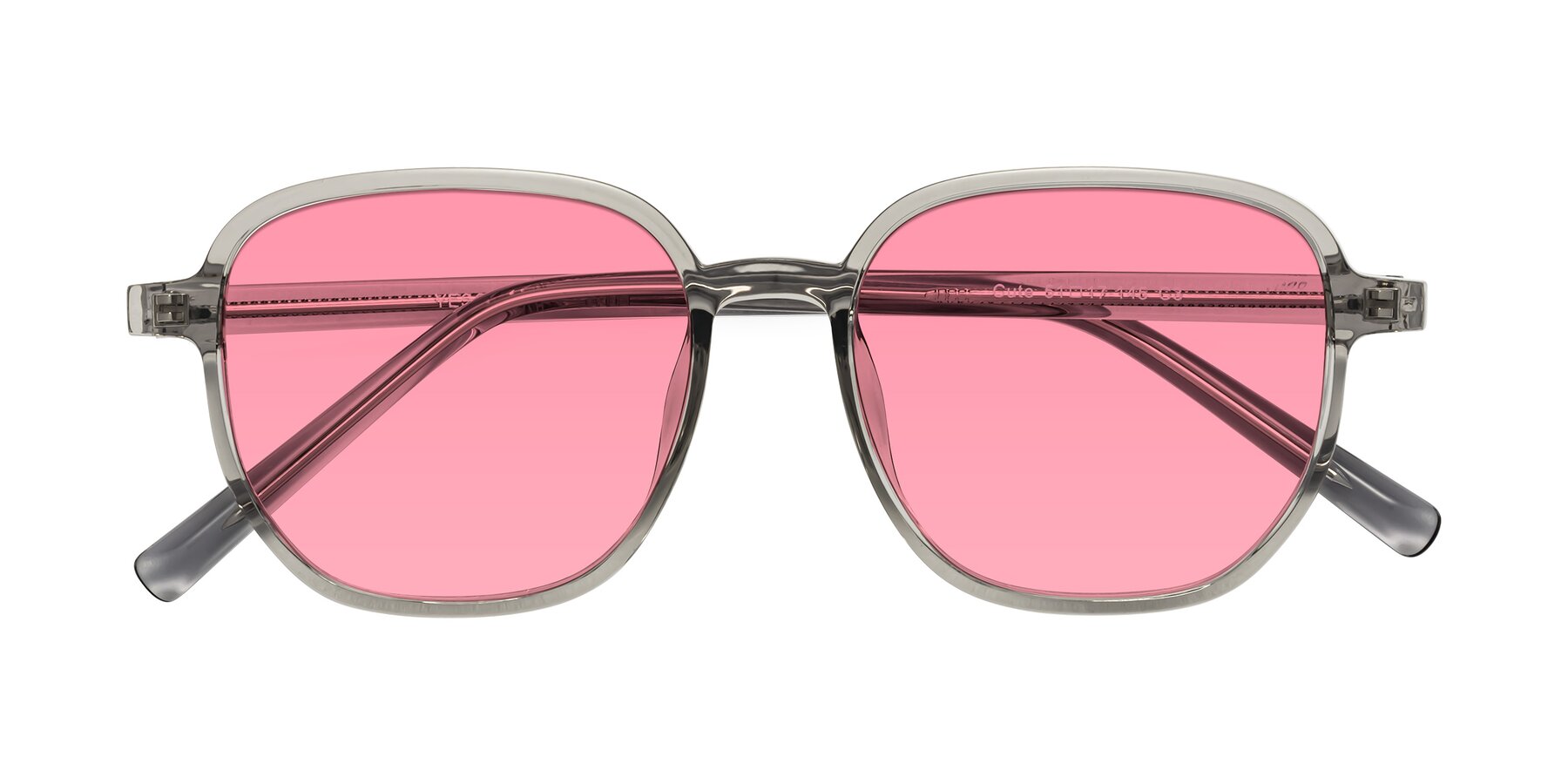 Folded Front of Cute in Translucent Gray with Pink Tinted Lenses