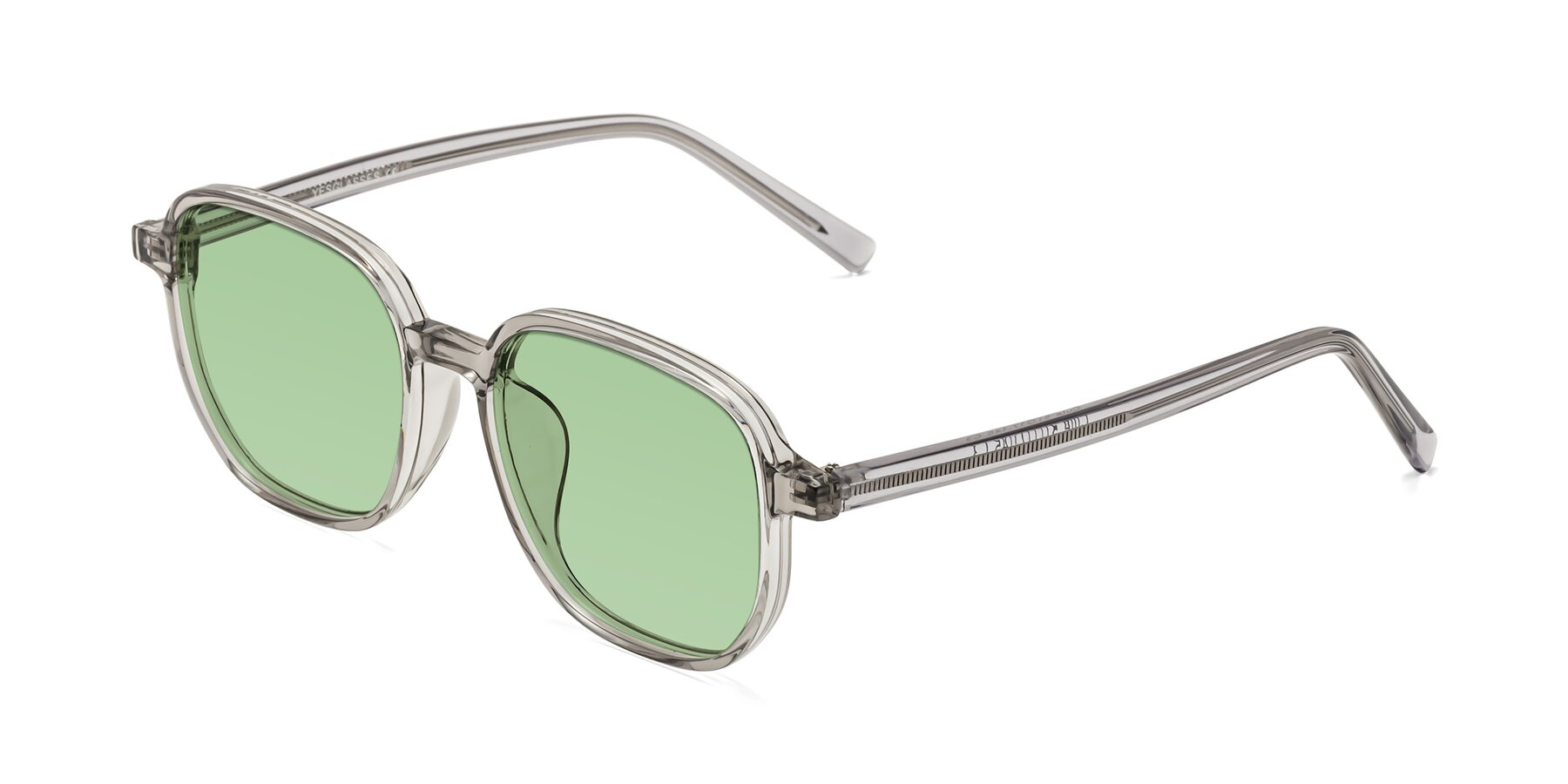 Angle of Cute in Translucent Gray with Medium Green Tinted Lenses