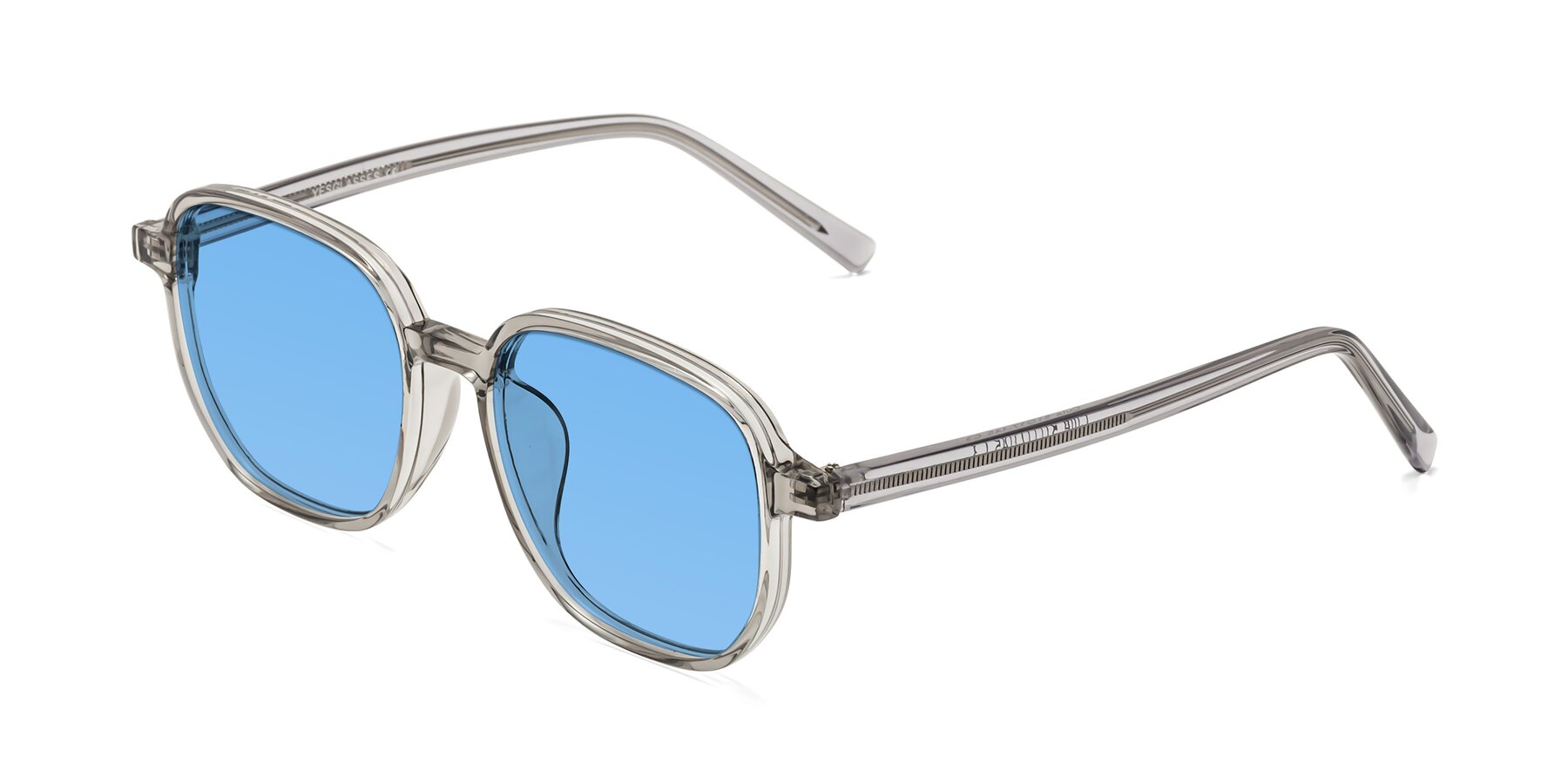 Angle of Cute in Translucent Gray with Medium Blue Tinted Lenses