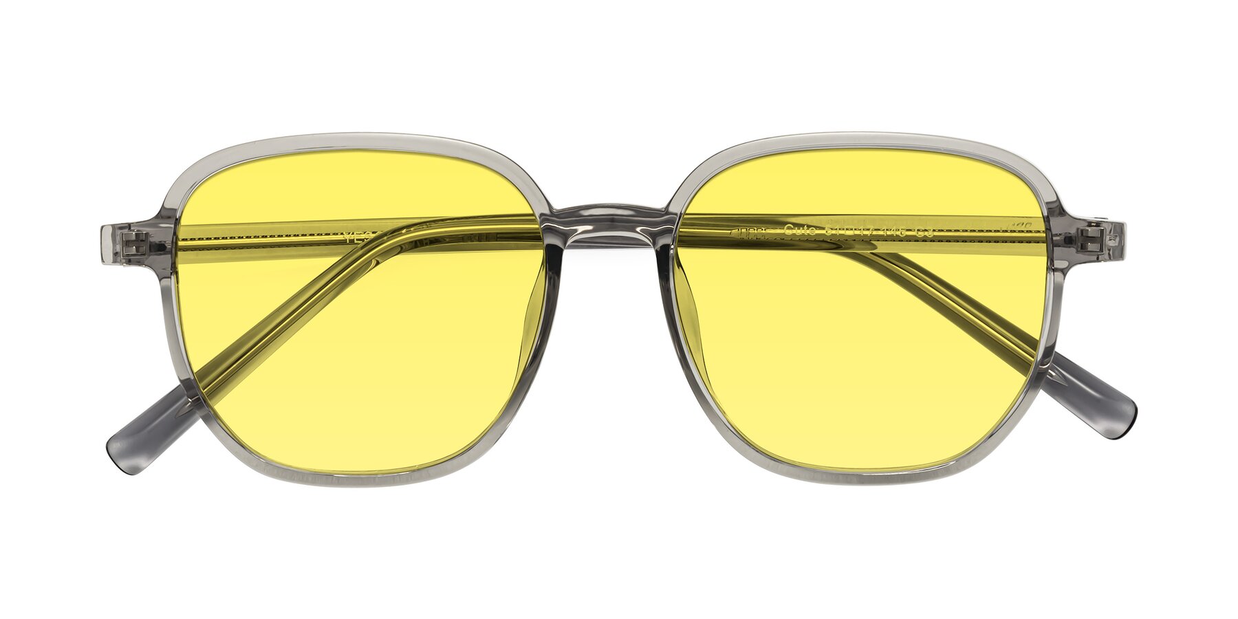 Folded Front of Cute in Translucent Gray with Medium Yellow Tinted Lenses
