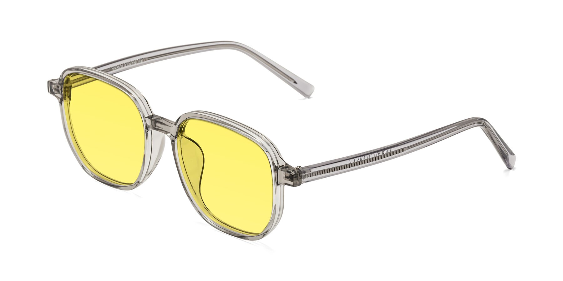 Angle of Cute in Translucent Gray with Medium Yellow Tinted Lenses