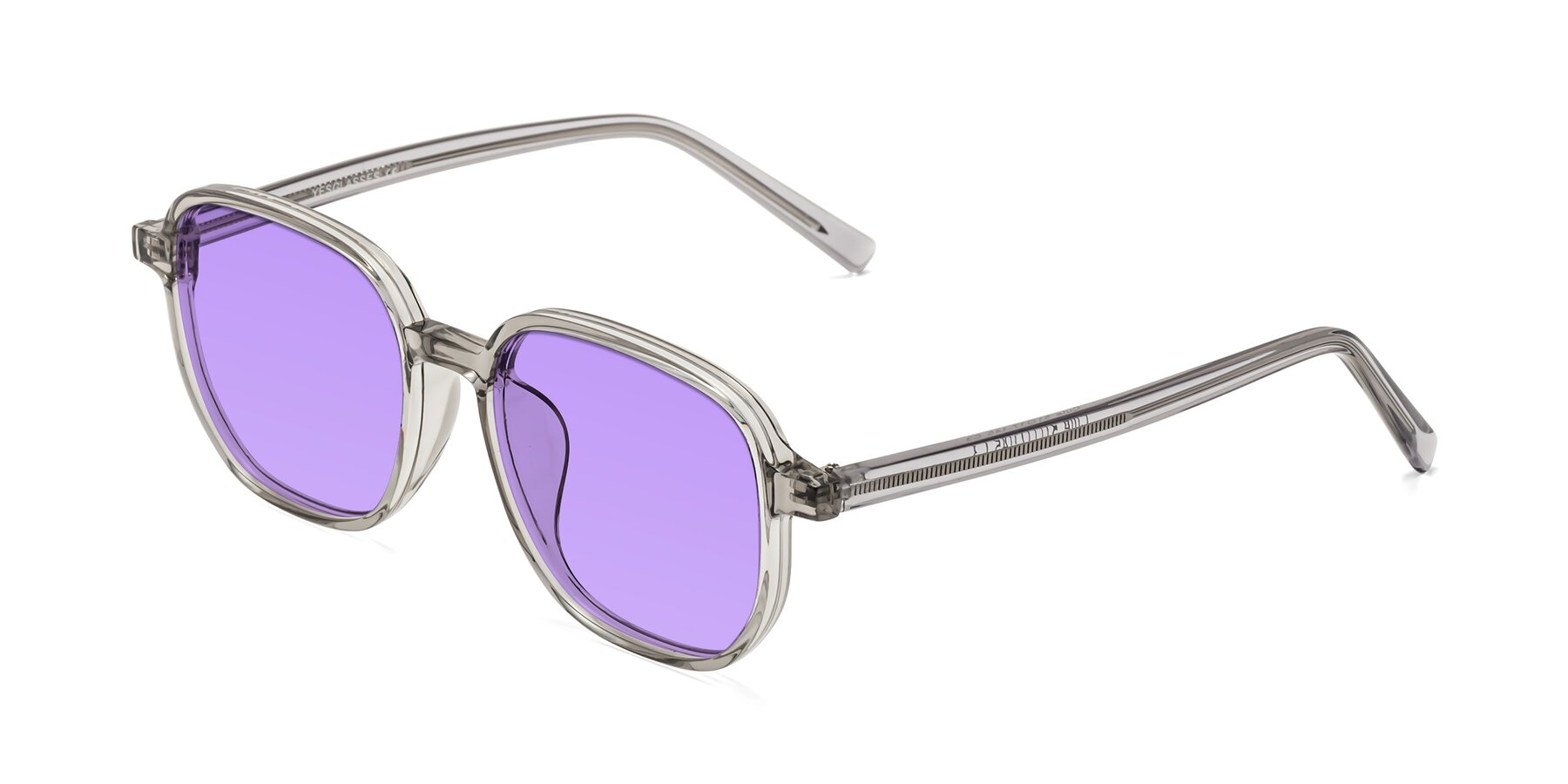 Angle of Cute in Translucent Gray with Medium Purple Tinted Lenses