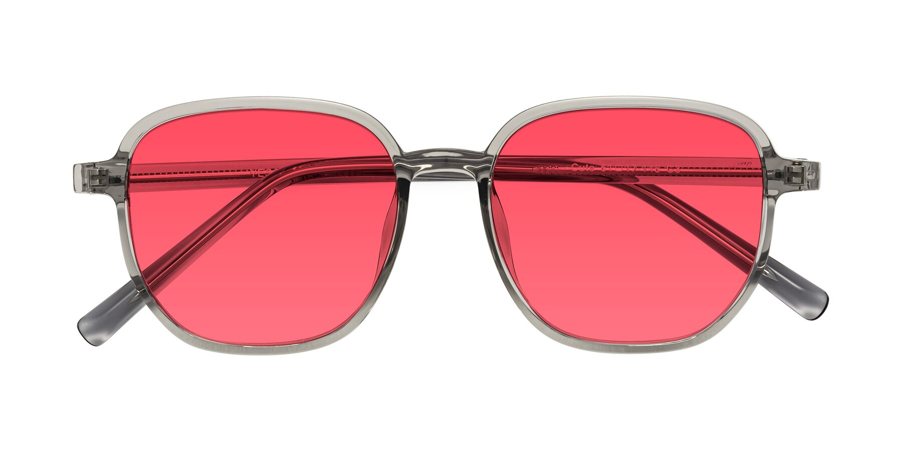Folded Front of Cute in Translucent Gray with Red Tinted Lenses