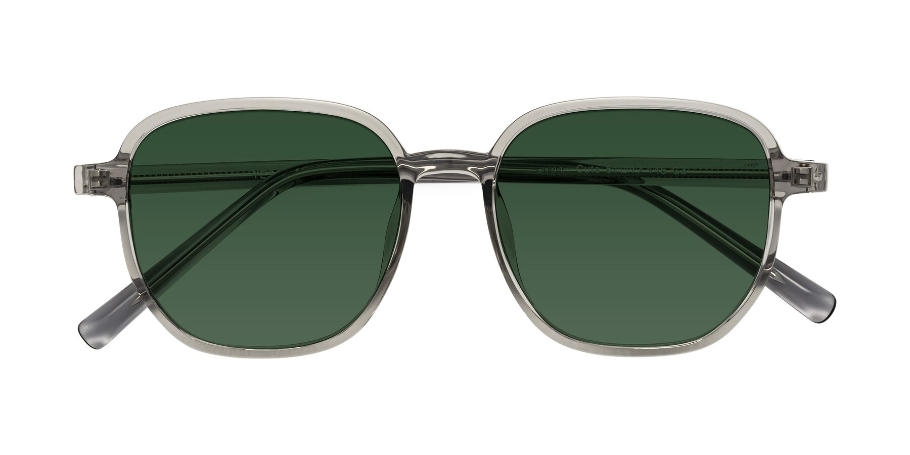 Folded Front of Cute in Translucent Gray with Green Tinted Lenses