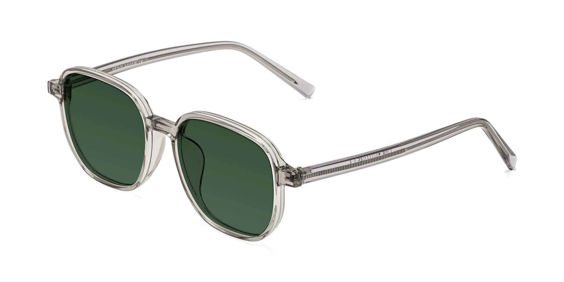 Angle of Cute in Translucent Gray with Green Tinted Lenses