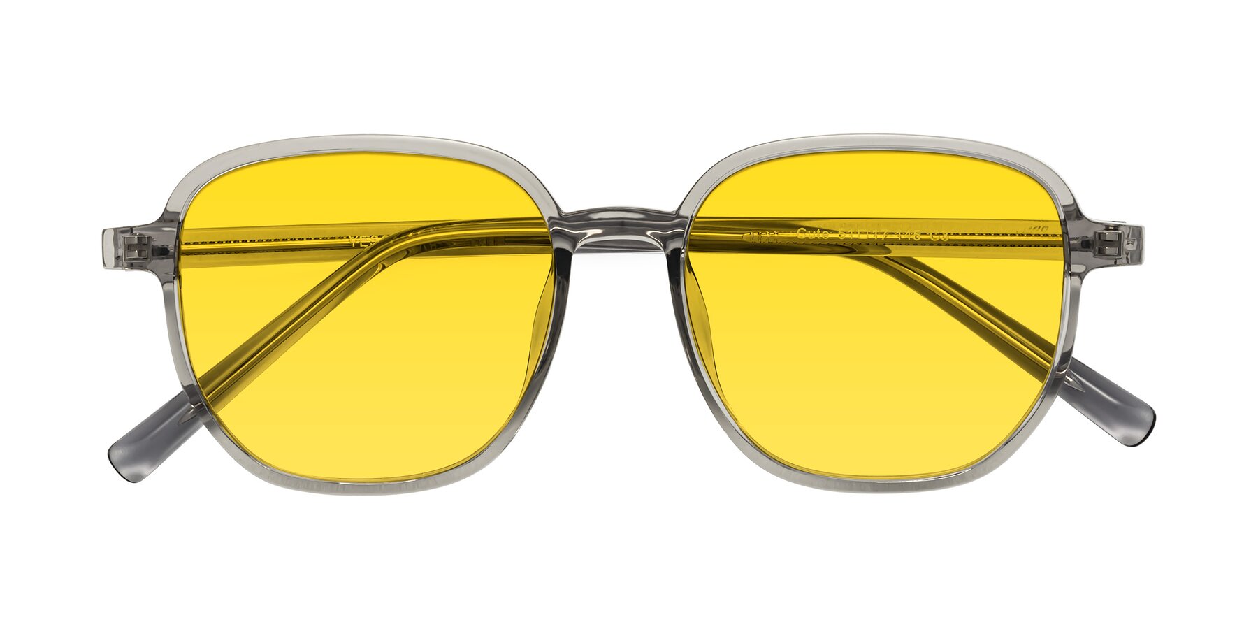 Folded Front of Cute in Translucent Gray with Yellow Tinted Lenses