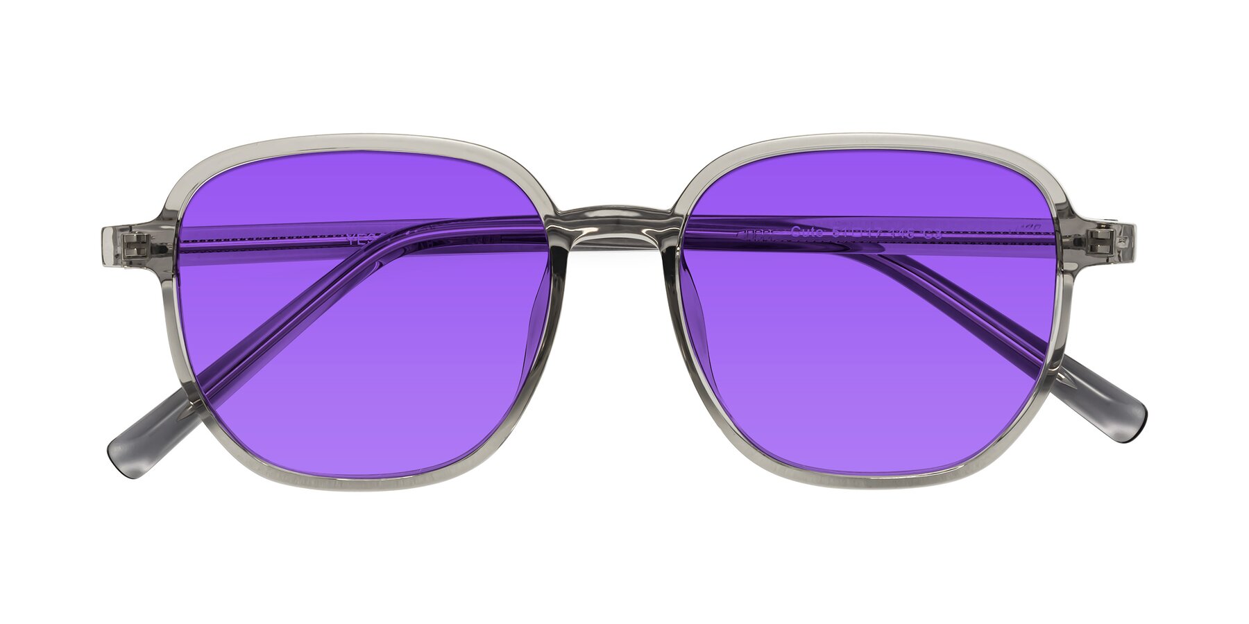 Folded Front of Cute in Translucent Gray with Purple Tinted Lenses
