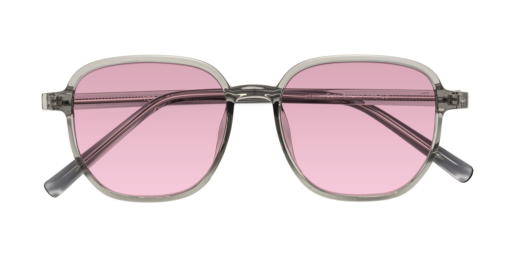 Folded Front of Cute in Translucent Gray with Light Wine Tinted Lenses