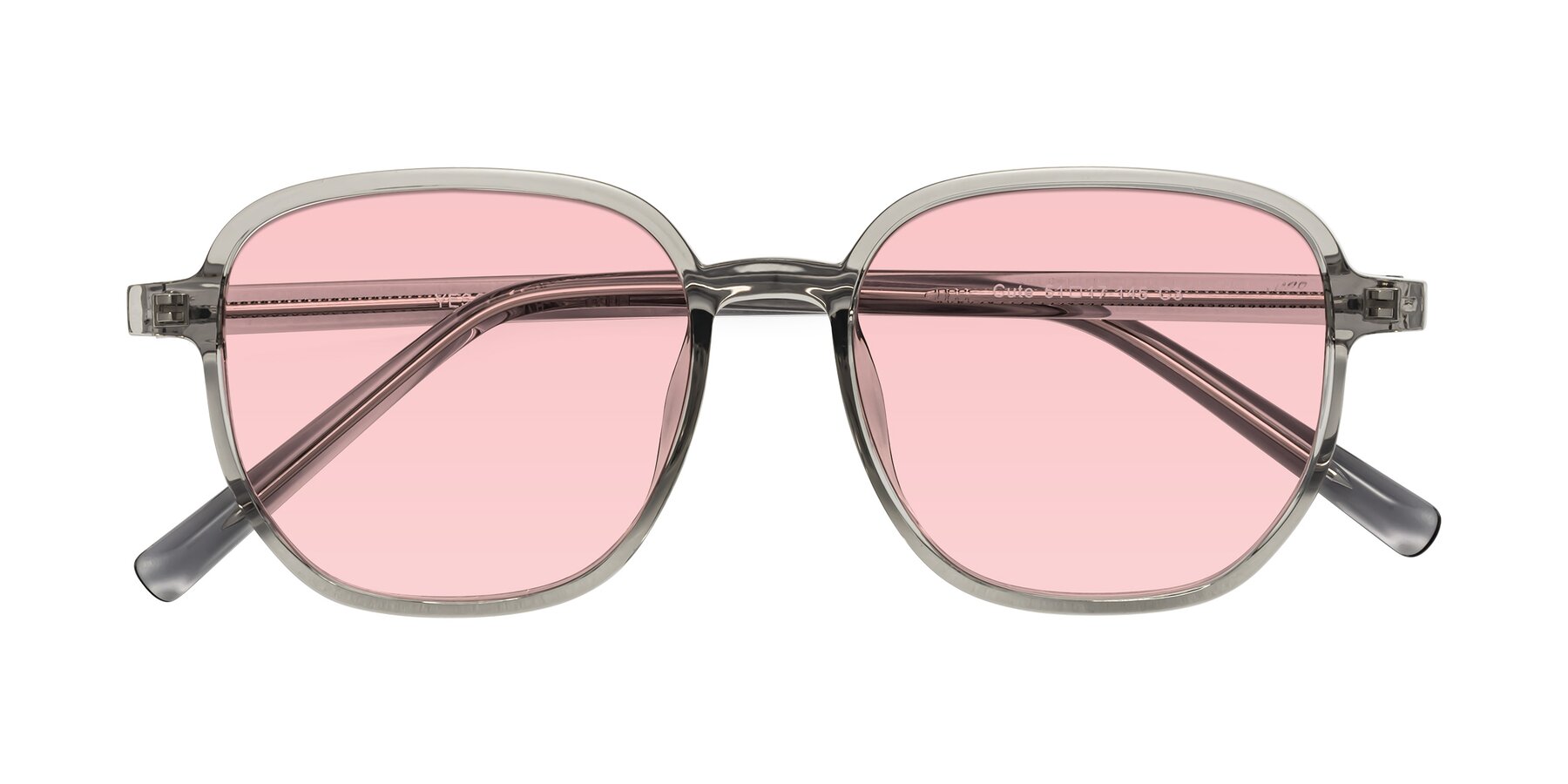 Folded Front of Cute in Translucent Gray with Light Garnet Tinted Lenses