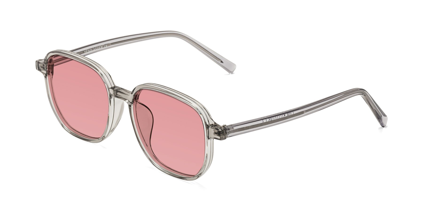 Angle of Cute in Translucent Gray with Medium Garnet Tinted Lenses