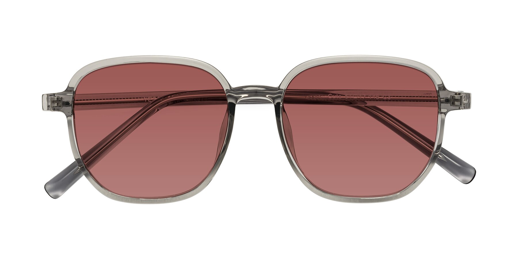 Folded Front of Cute in Translucent Gray with Garnet Tinted Lenses
