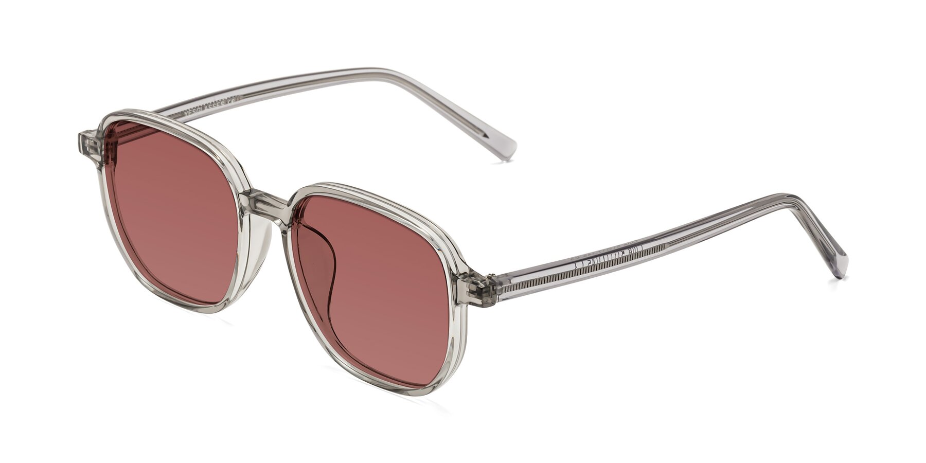 Angle of Cute in Translucent Gray with Garnet Tinted Lenses