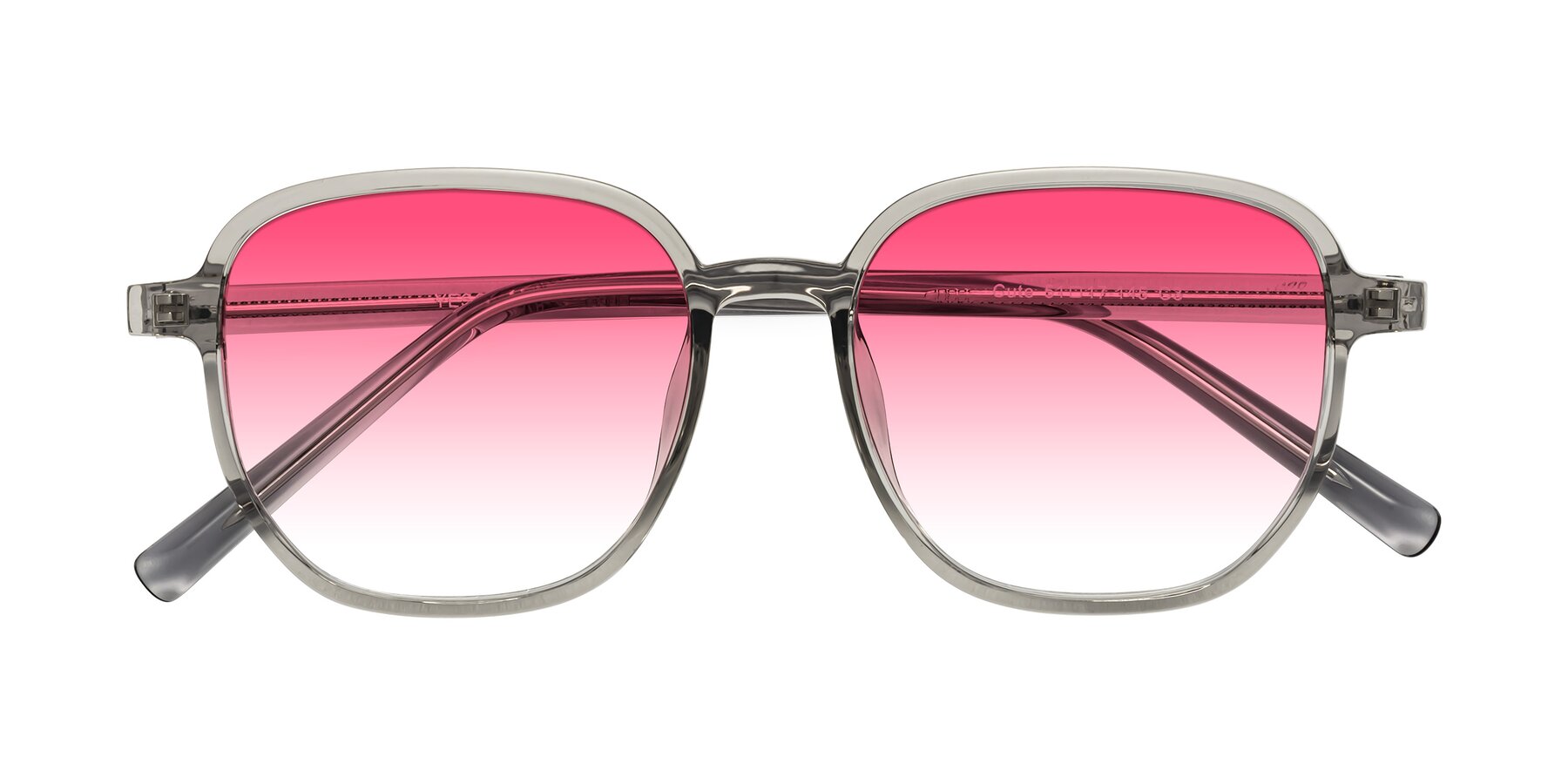 Folded Front of Cute in Translucent Gray with Pink Gradient Lenses