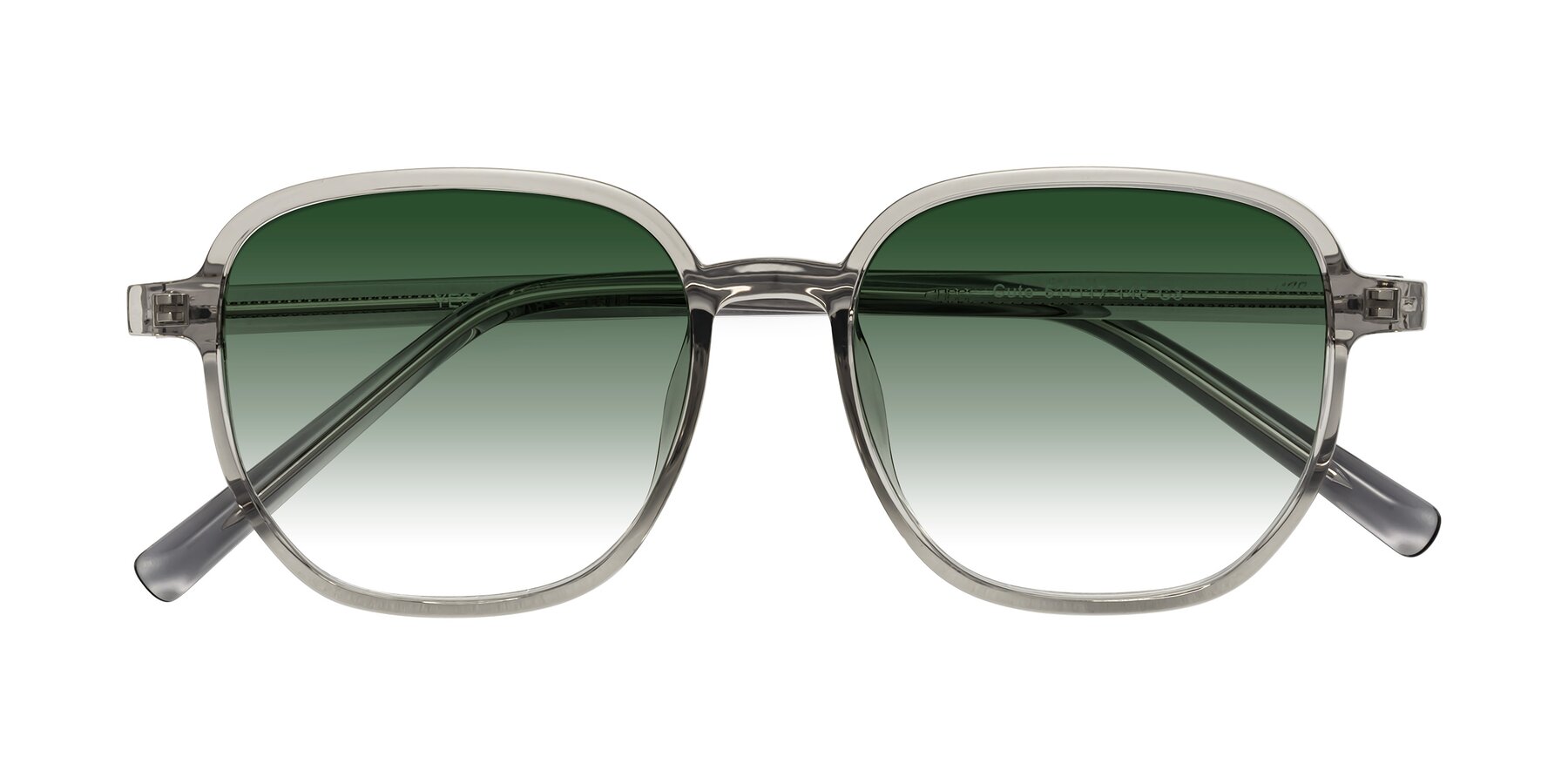 Folded Front of Cute in Translucent Gray with Green Gradient Lenses