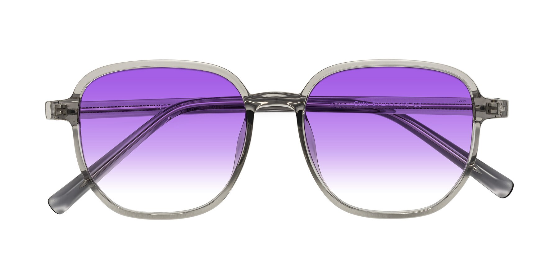 Folded Front of Cute in Translucent Gray with Purple Gradient Lenses