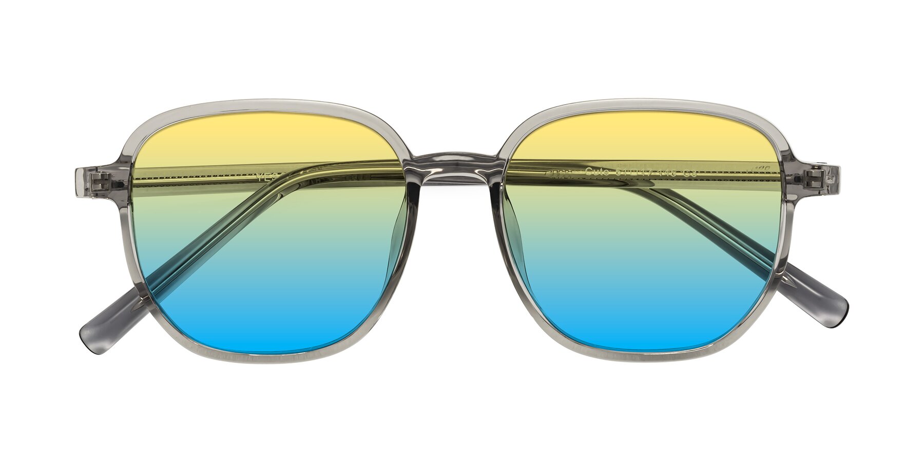 Folded Front of Cute in Translucent Gray with Yellow / Blue Gradient Lenses