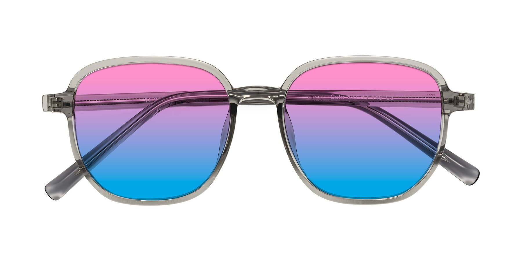 Folded Front of Cute in Translucent Gray with Pink / Blue Gradient Lenses