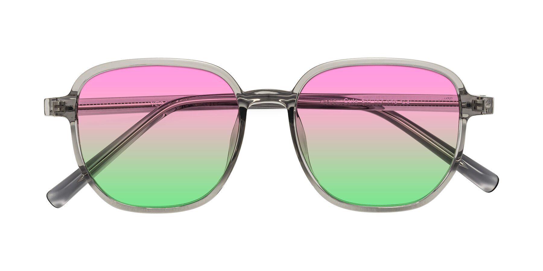 Folded Front of Cute in Translucent Gray with Pink / Green Gradient Lenses