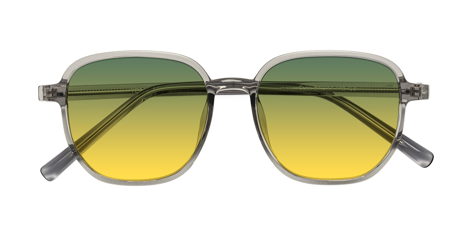 Folded Front of Cute in Translucent Gray with Green / Yellow Gradient Lenses