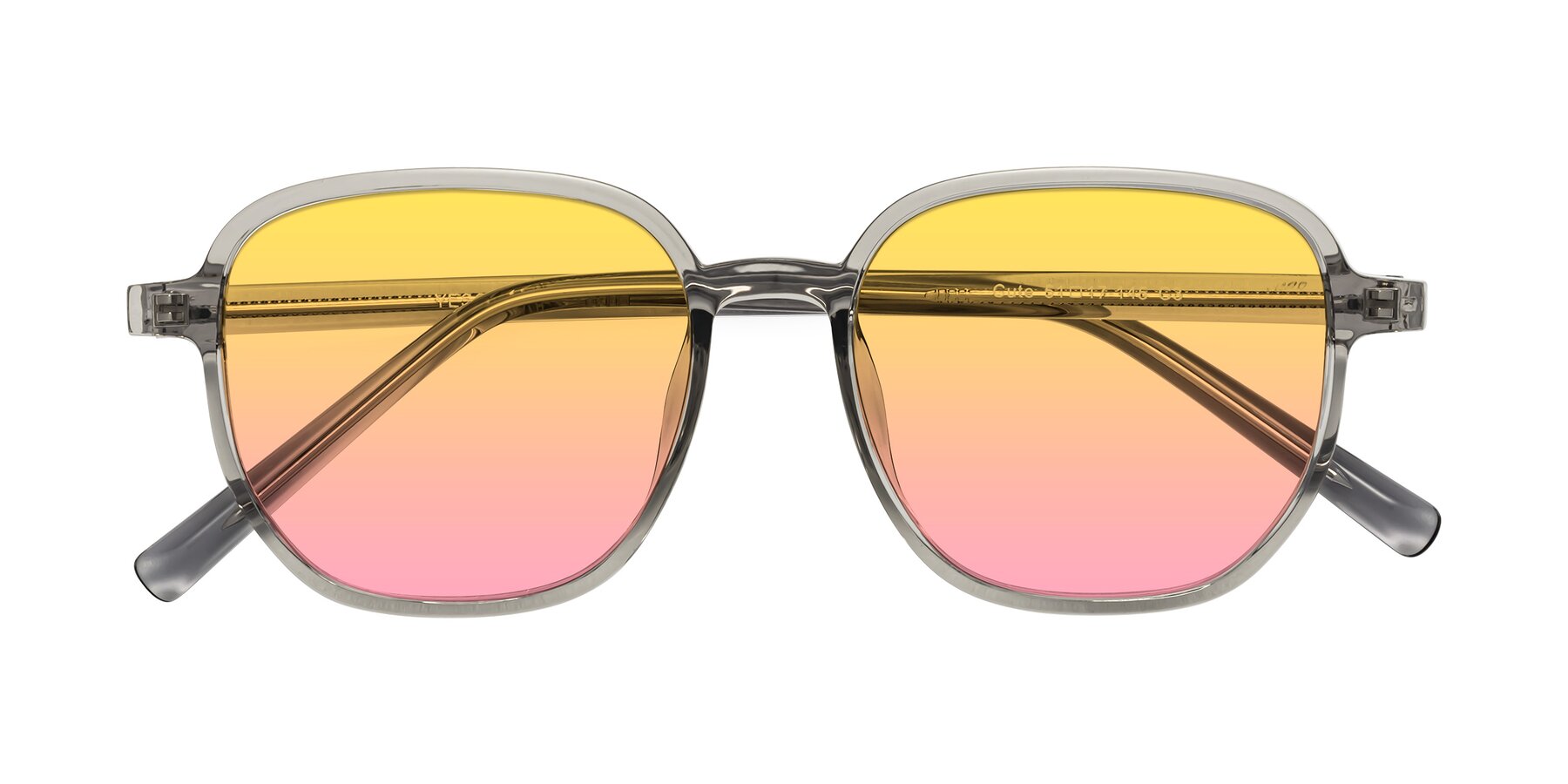 Folded Front of Cute in Translucent Gray with Yellow / Pink Gradient Lenses