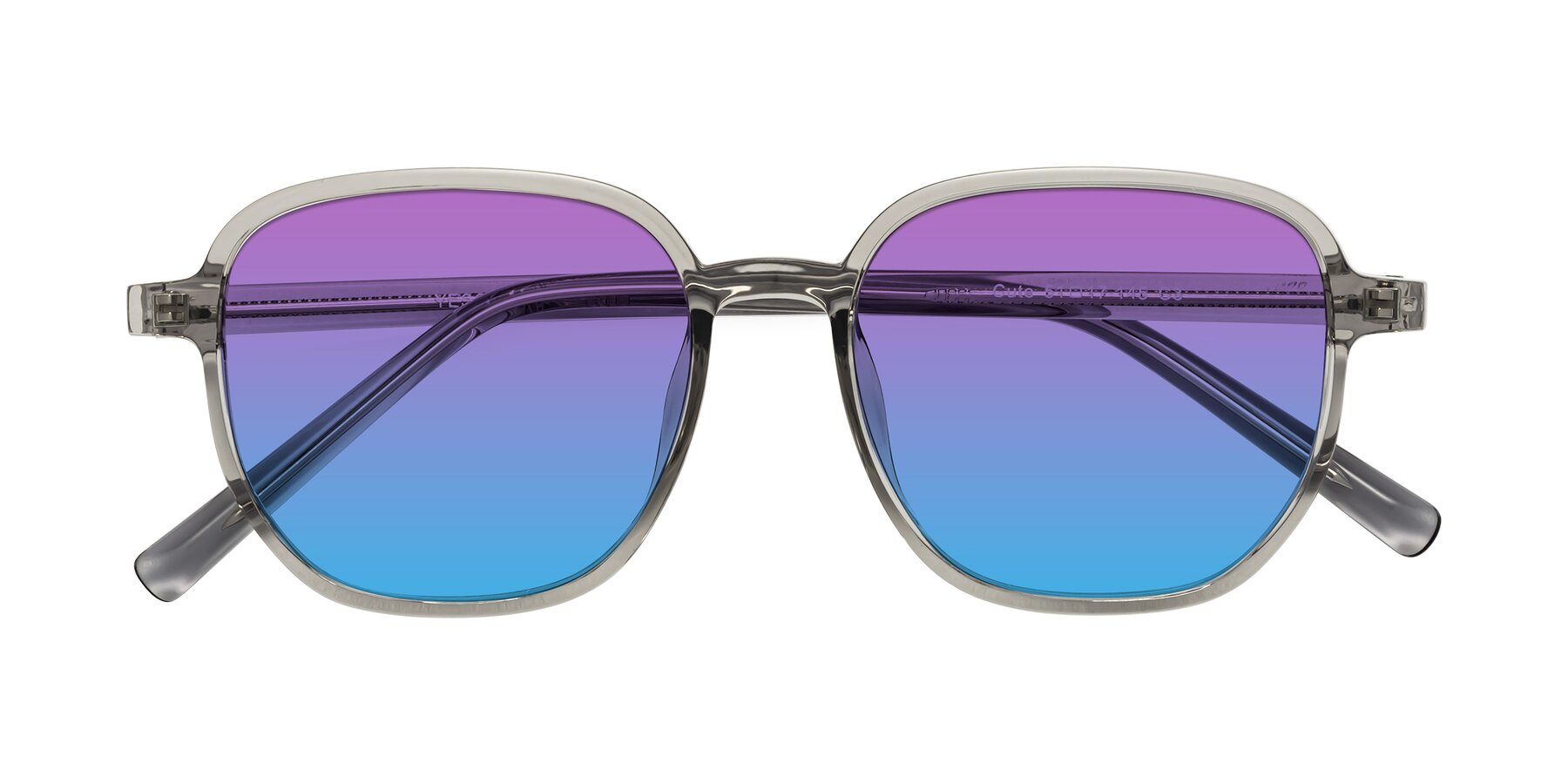 Folded Front of Cute in Translucent Gray with Purple / Blue Gradient Lenses