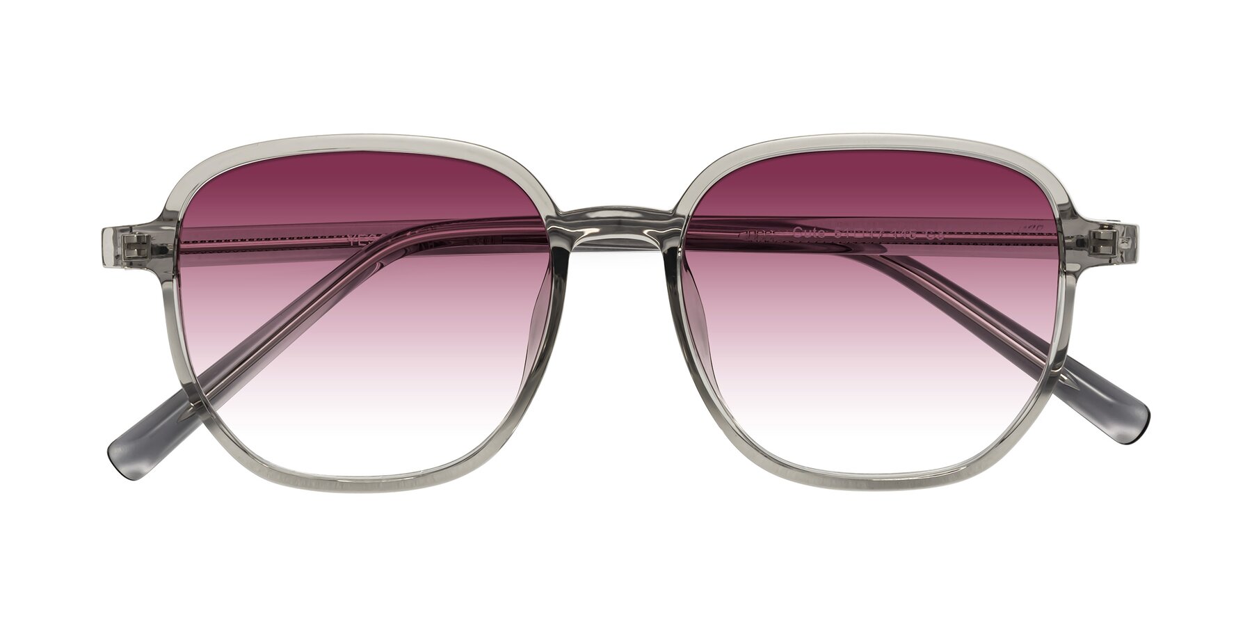 Folded Front of Cute in Translucent Gray with Wine Gradient Lenses