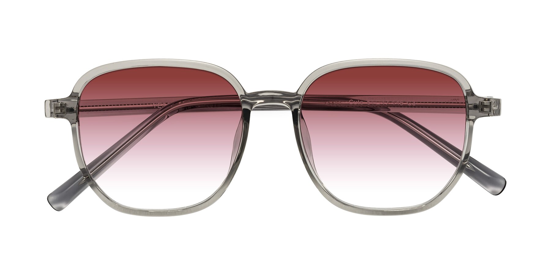 Folded Front of Cute in Translucent Gray with Garnet Gradient Lenses