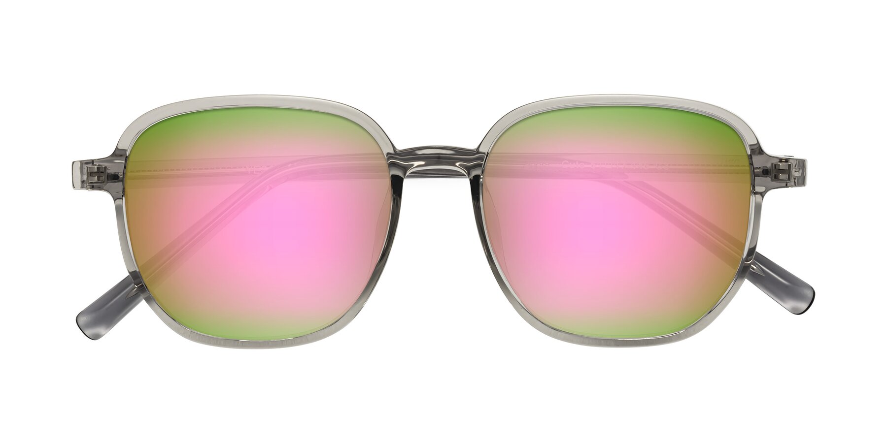 Folded Front of Cute in Translucent Gray with Pink Mirrored Lenses