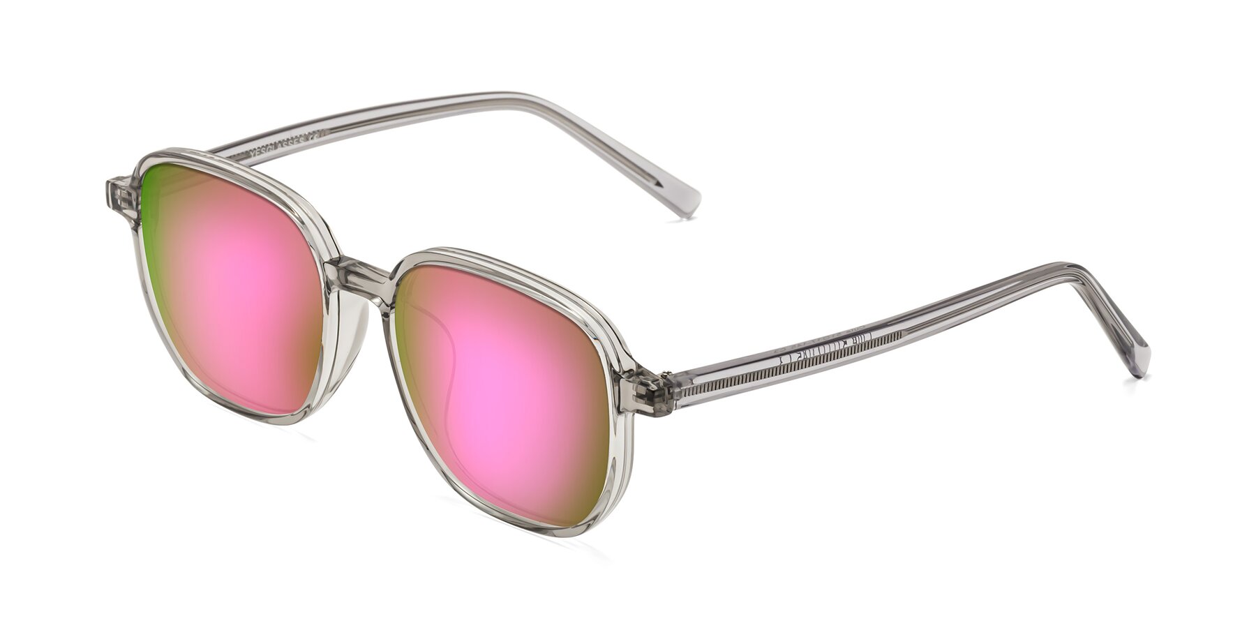 Angle of Cute in Translucent Gray with Pink Mirrored Lenses