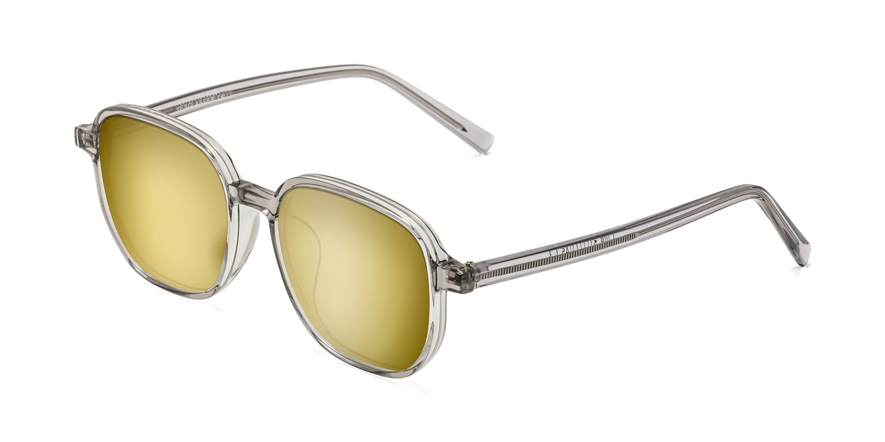 Angle of Cute in Translucent Gray with Gold Mirrored Lenses