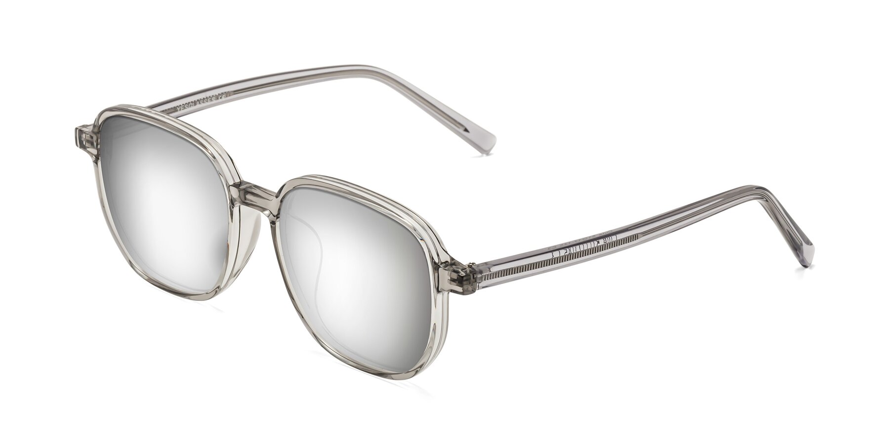 Angle of Cute in Translucent Gray with Silver Mirrored Lenses