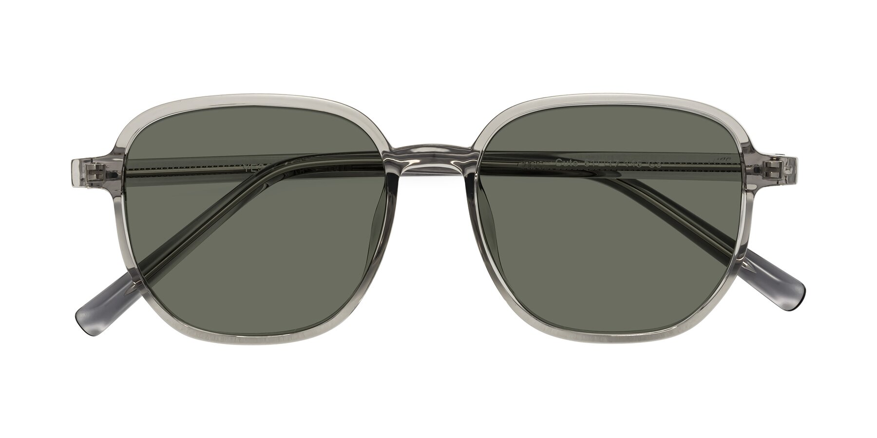 Folded Front of Cute in Translucent Gray with Gray Polarized Lenses