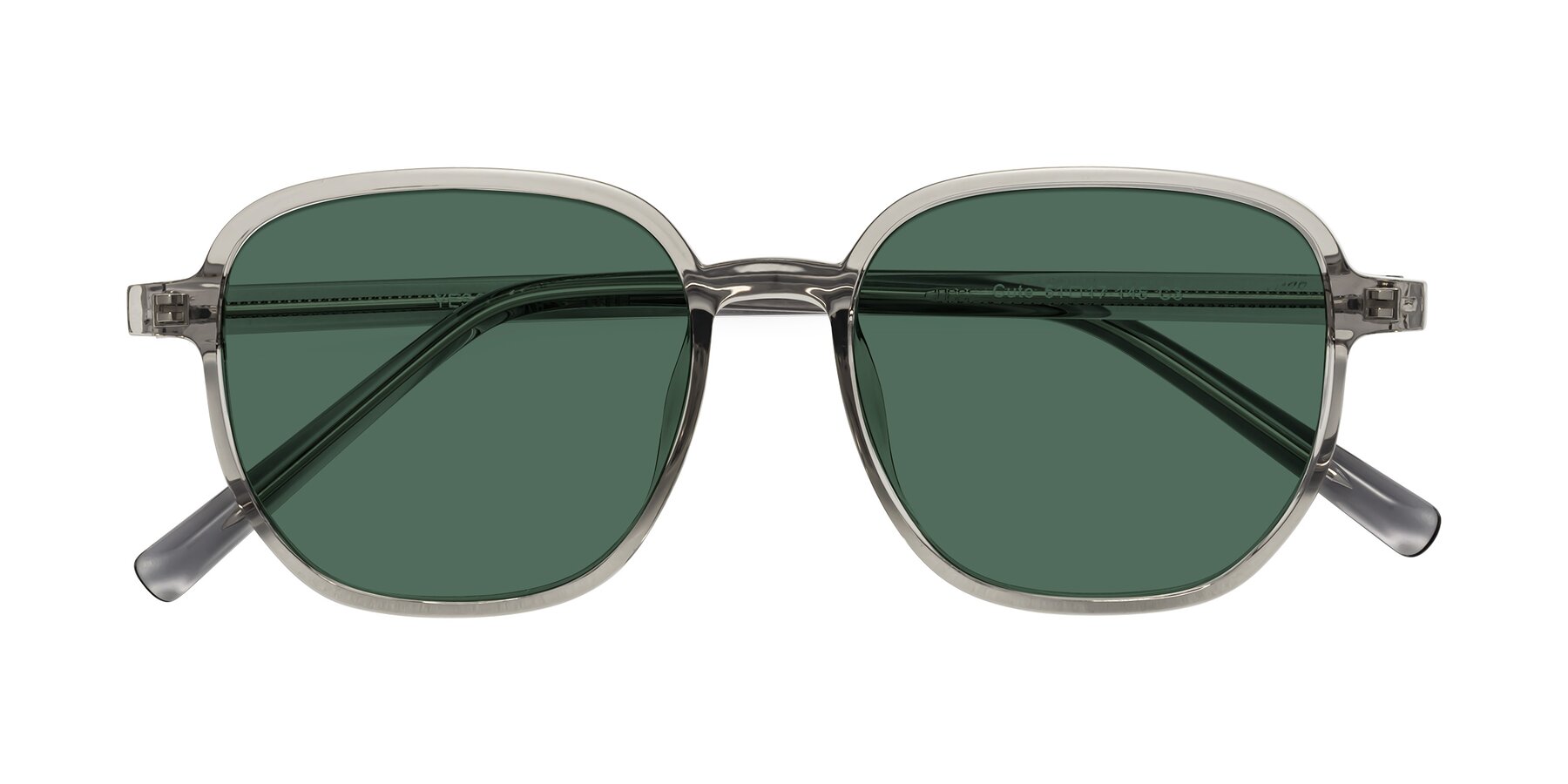 Folded Front of Cute in Translucent Gray with Green Polarized Lenses
