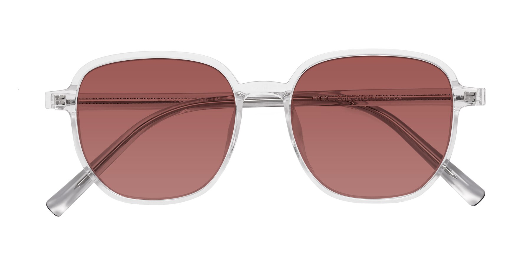 Folded Front of Cute in Clear with Garnet Tinted Lenses