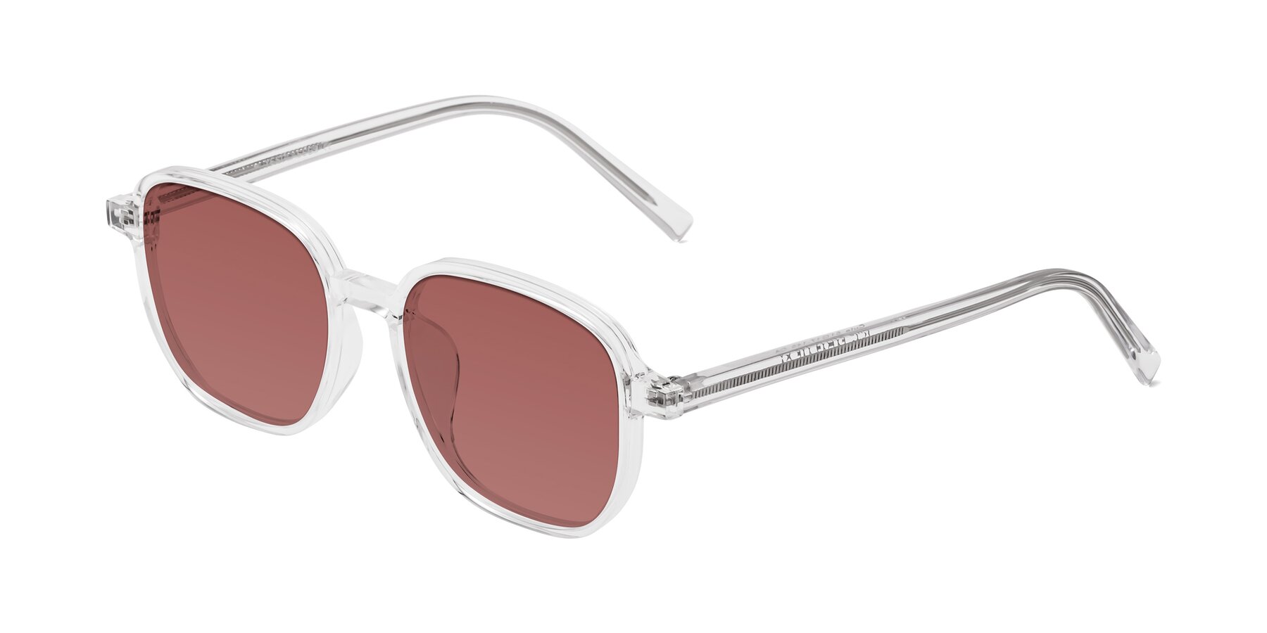 Angle of Cute in Clear with Garnet Tinted Lenses