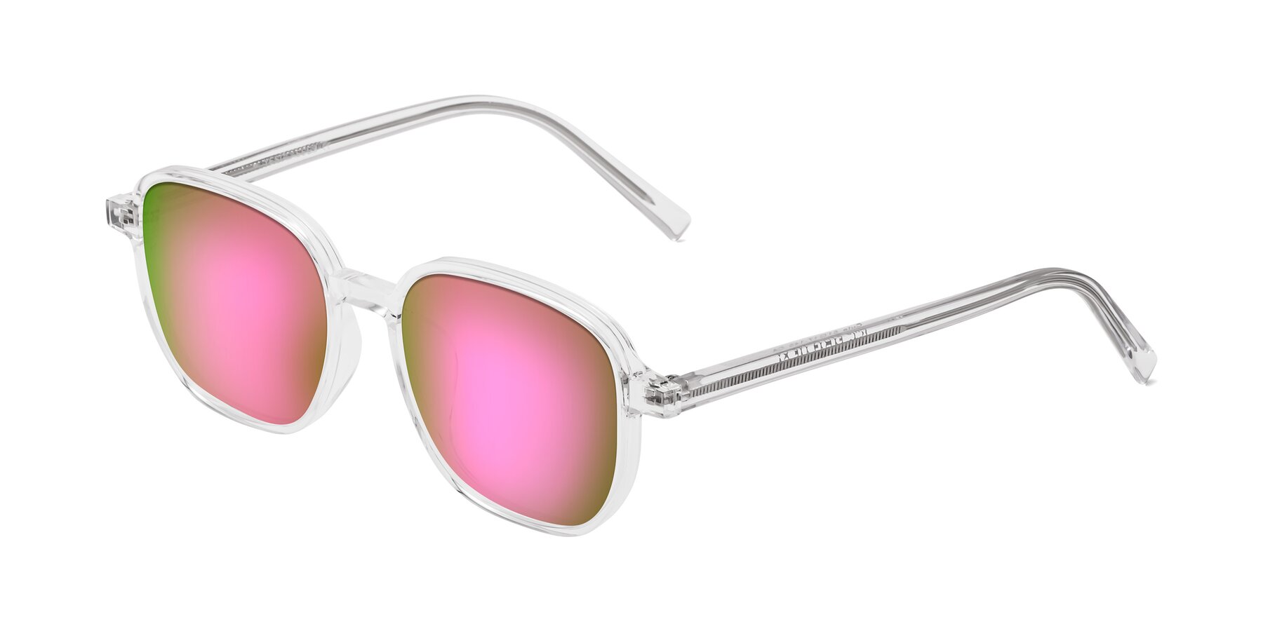 Angle of Cute in Clear with Pink Mirrored Lenses