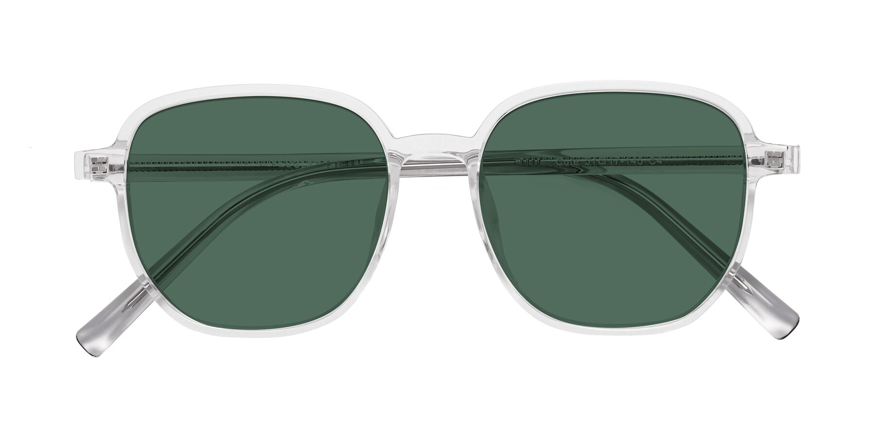 Folded Front of Cute in Clear with Green Polarized Lenses