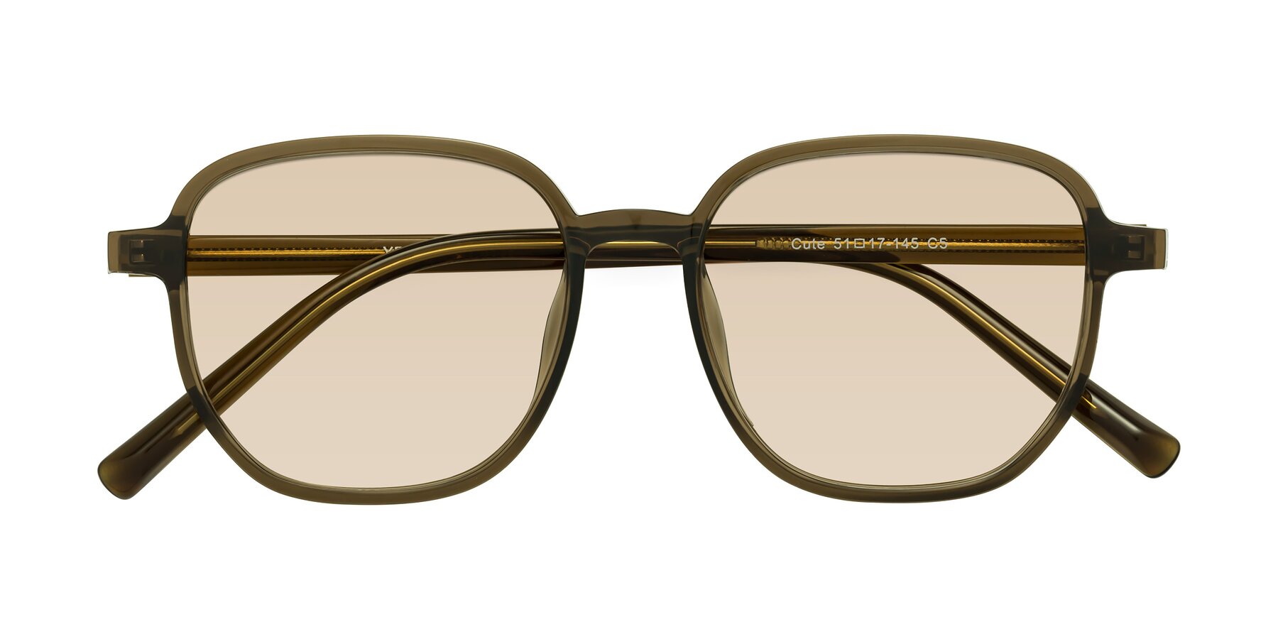 Folded Front of Cute in Coffee with Light Brown Tinted Lenses