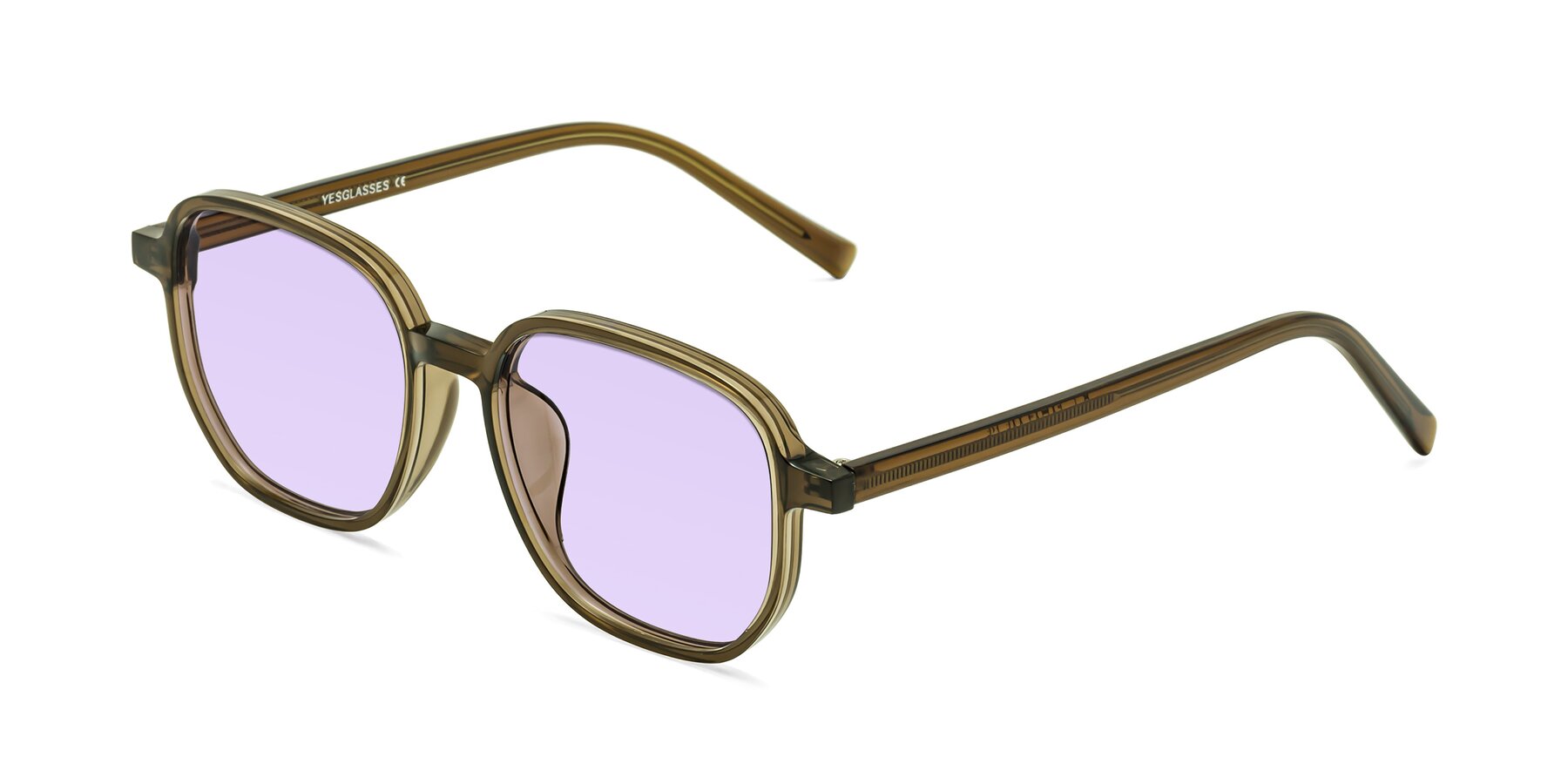 Angle of Cute in Coffee with Light Purple Tinted Lenses