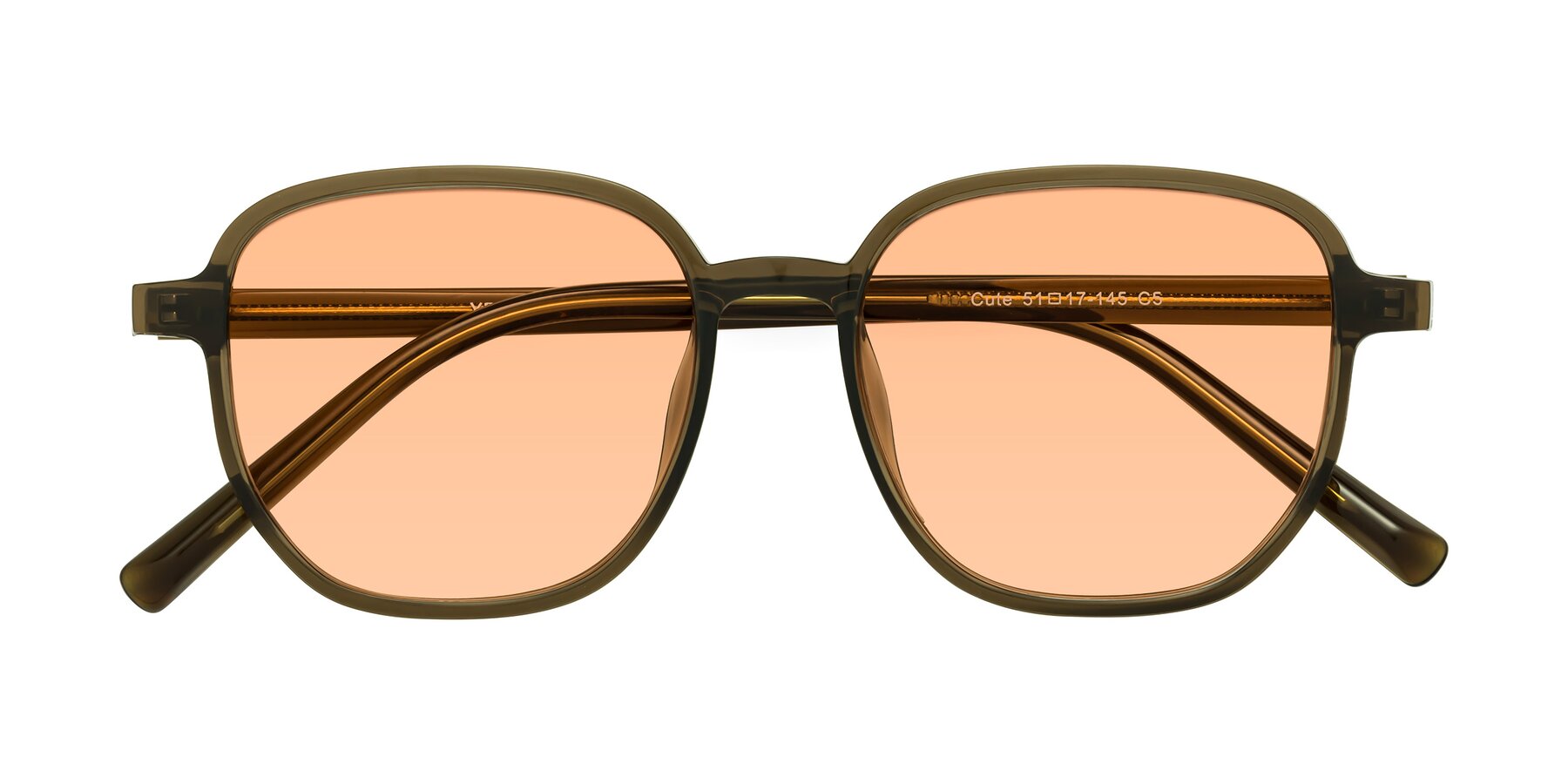 Folded Front of Cute in Coffee with Light Orange Tinted Lenses