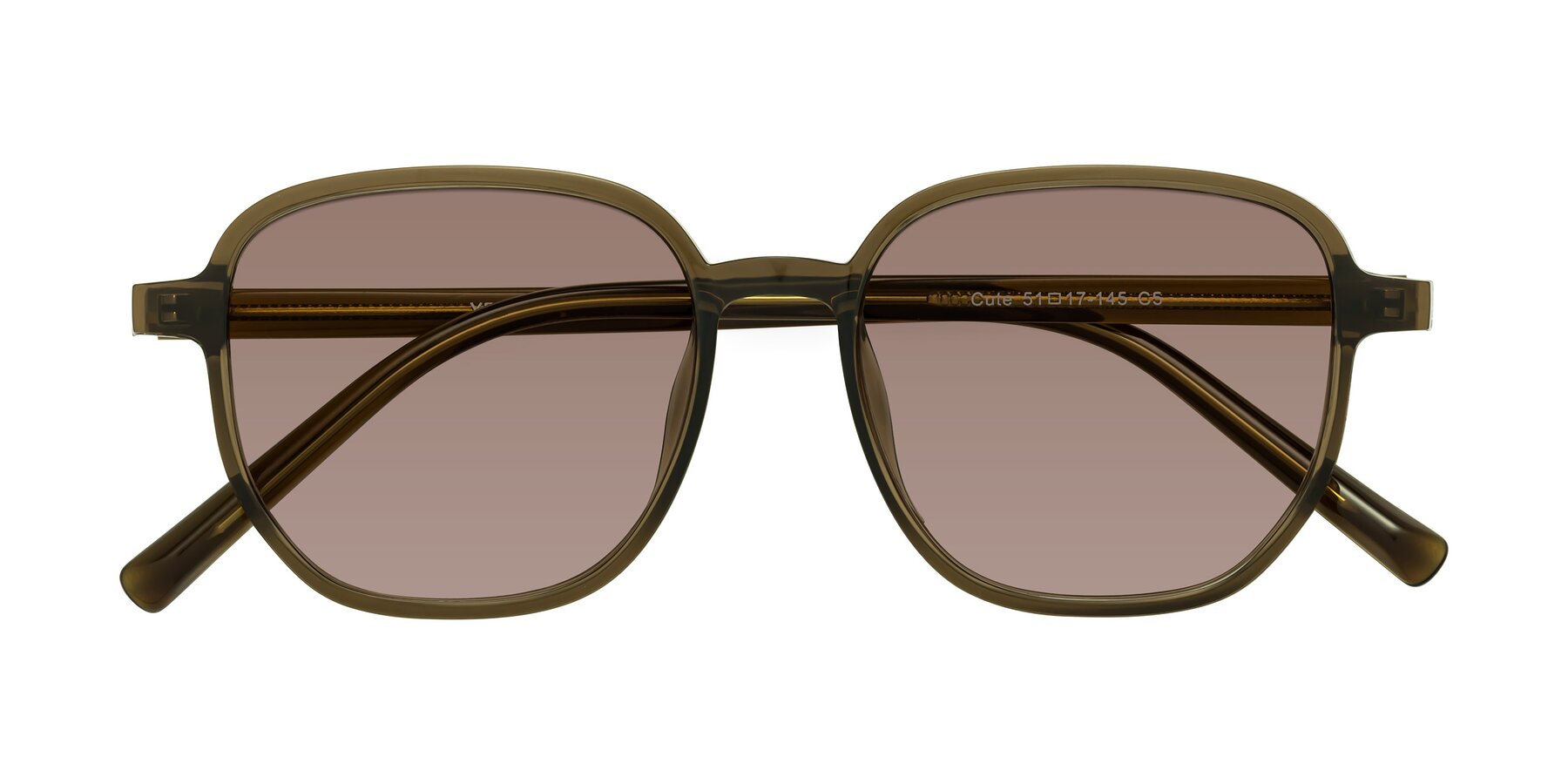 Folded Front of Cute in Coffee with Medium Brown Tinted Lenses