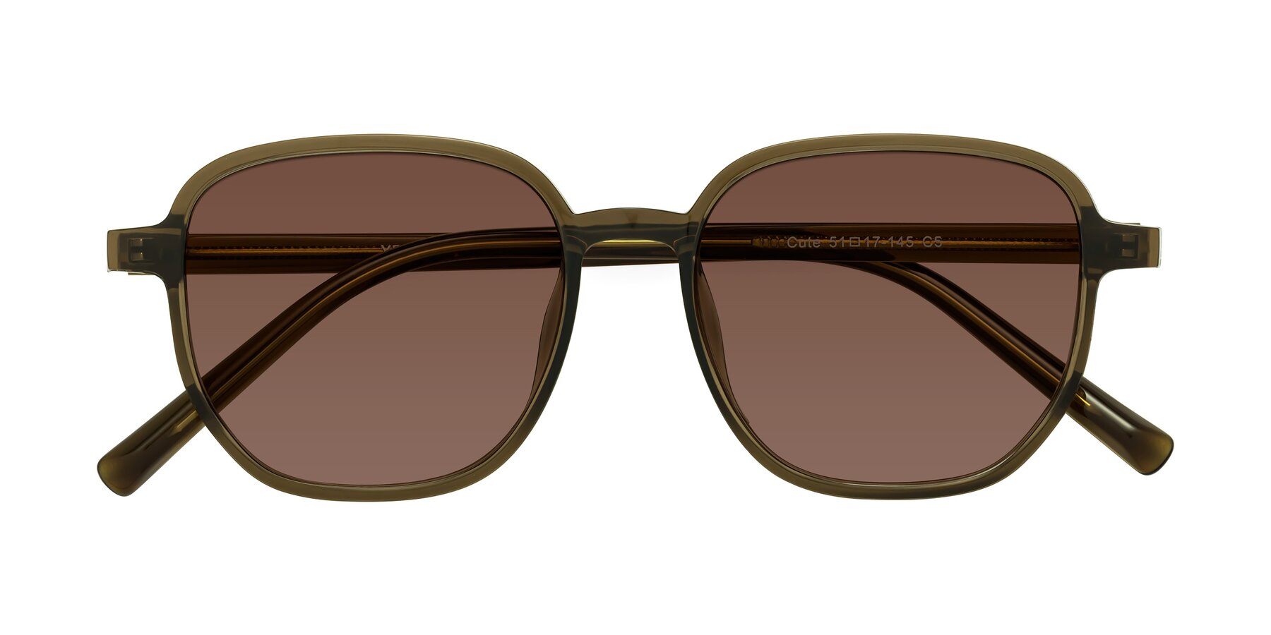 Folded Front of Cute in Coffee with Brown Tinted Lenses