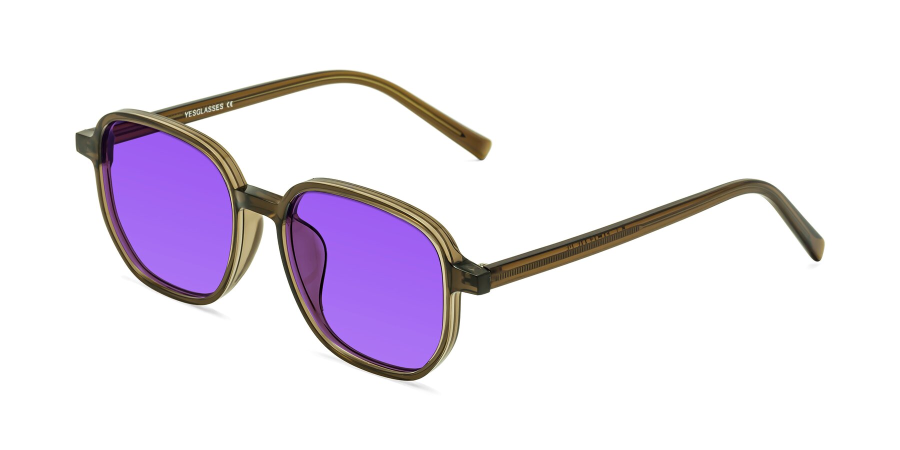 Angle of Cute in Coffee with Purple Tinted Lenses