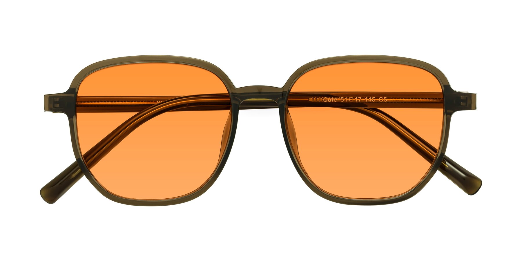 Folded Front of Cute in Coffee with Orange Tinted Lenses