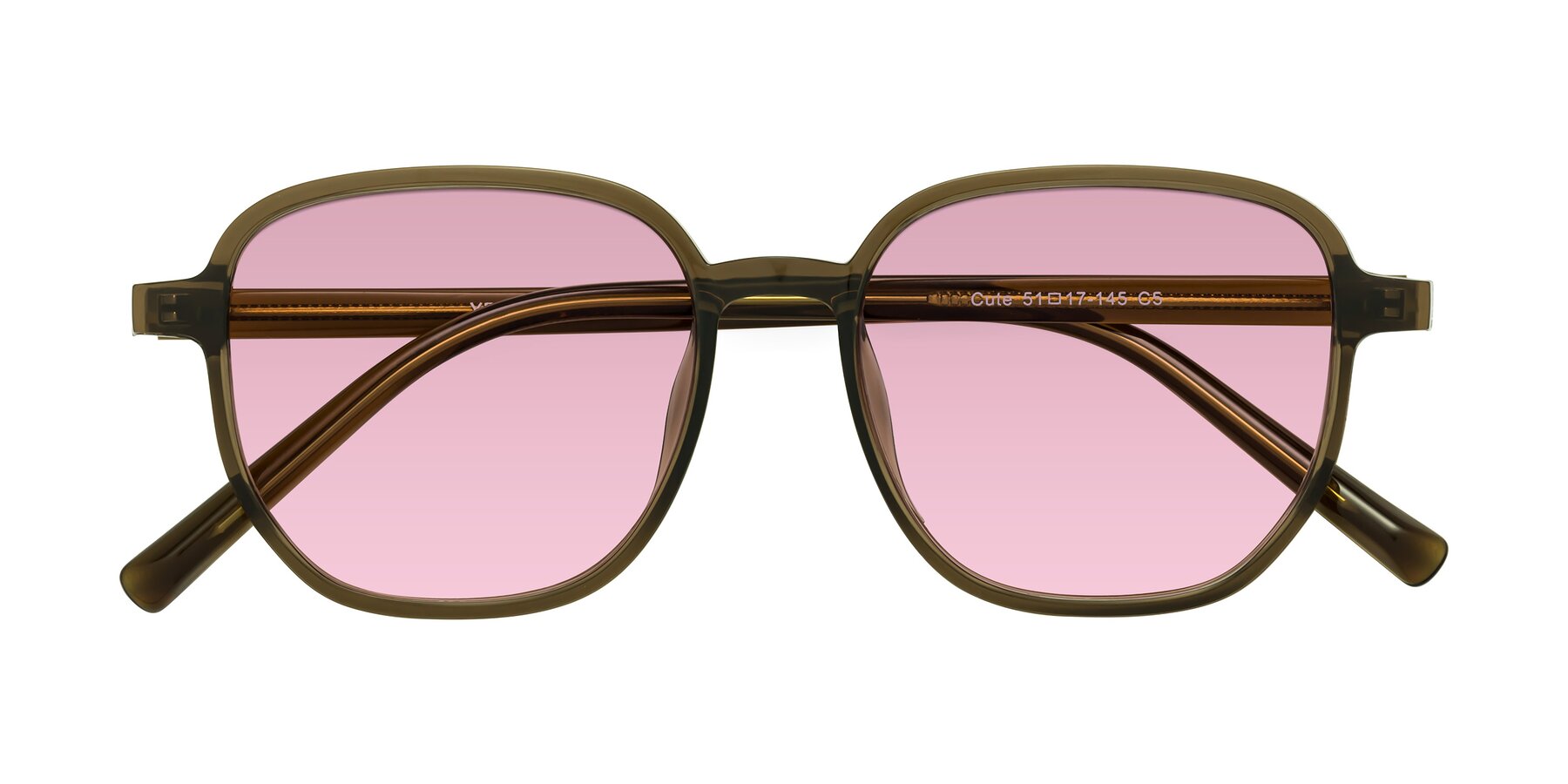 Folded Front of Cute in Coffee with Light Wine Tinted Lenses