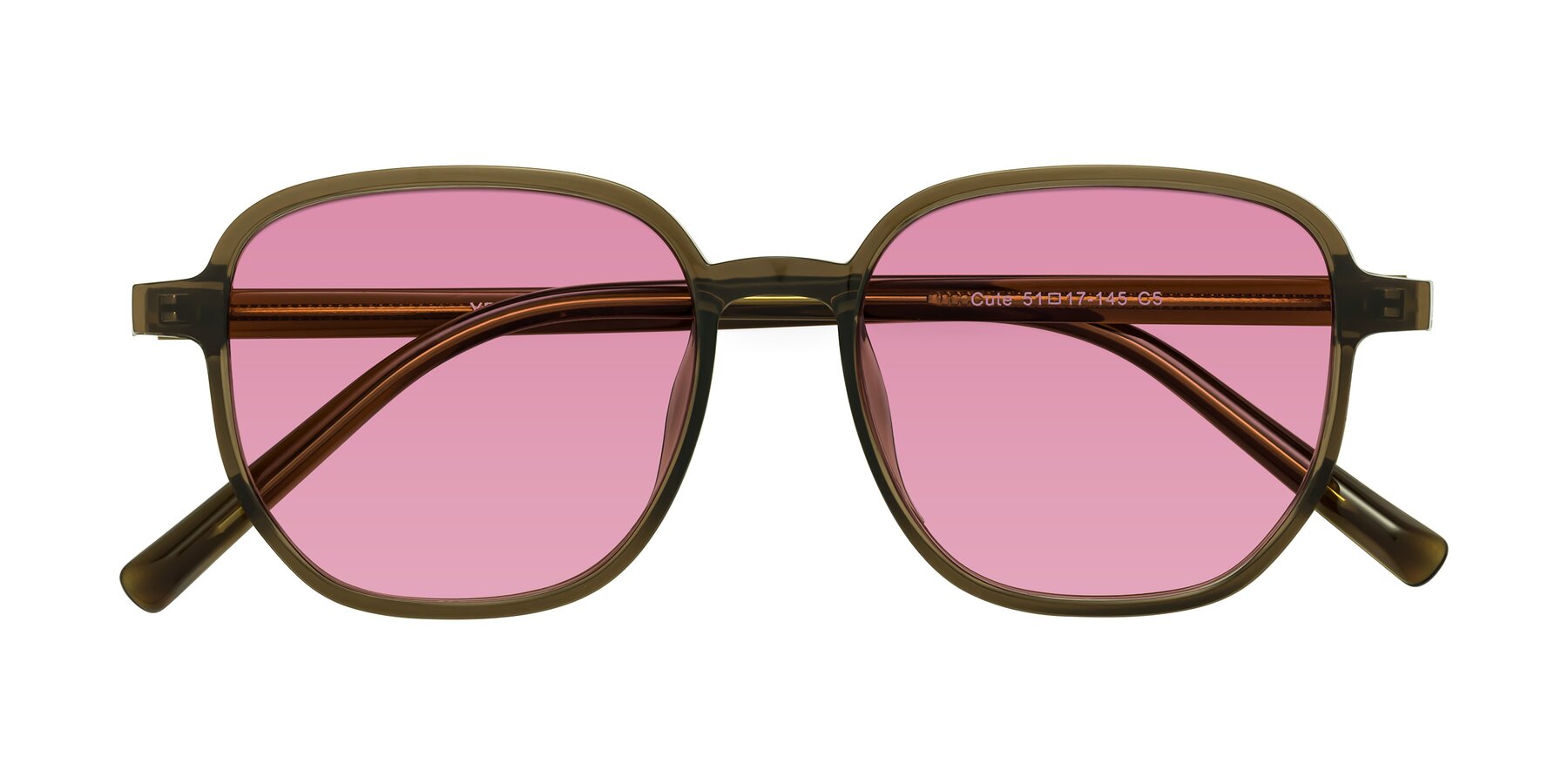 Folded Front of Cute in Coffee with Medium Wine Tinted Lenses