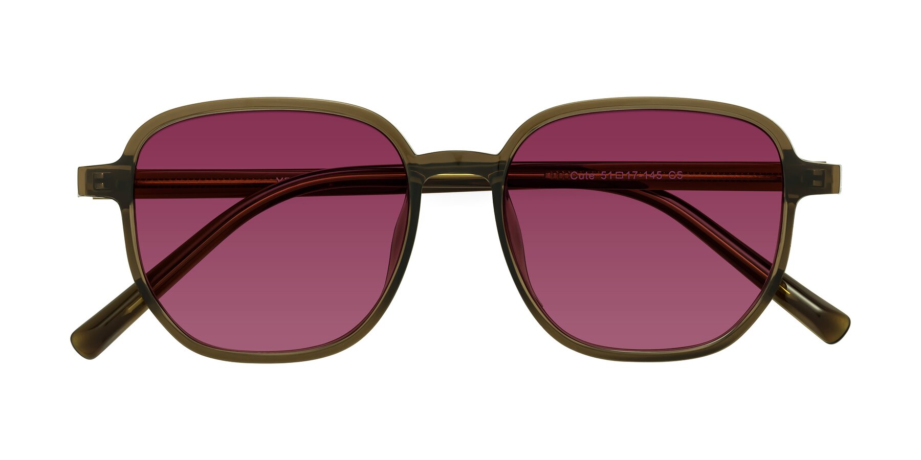 Folded Front of Cute in Coffee with Wine Tinted Lenses