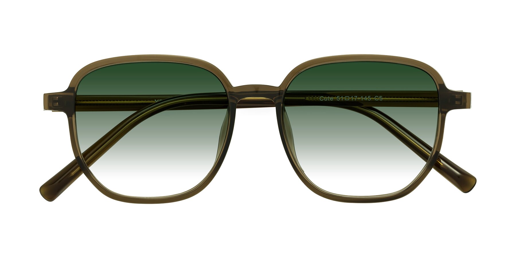 Folded Front of Cute in Coffee with Green Gradient Lenses