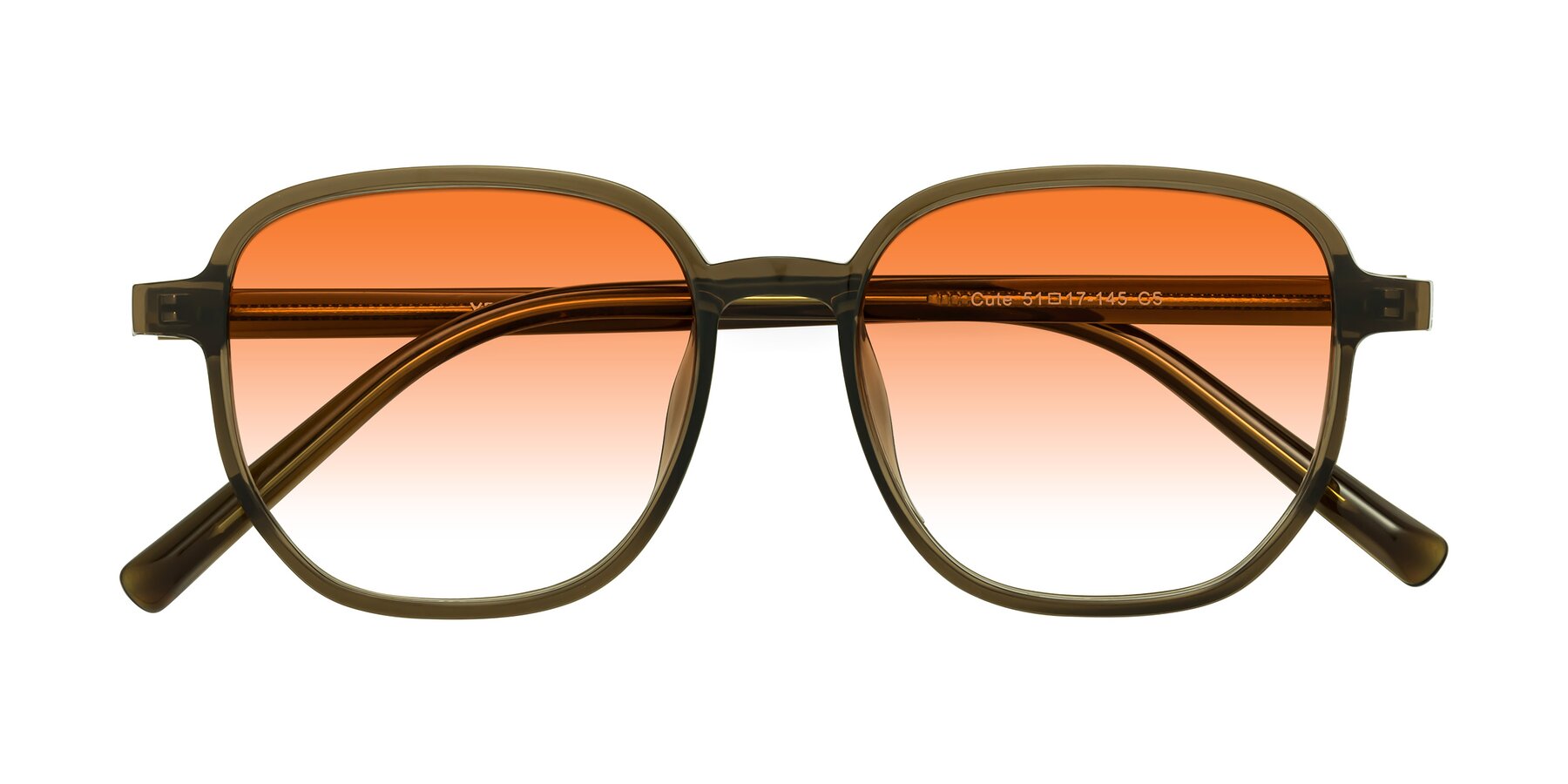 Folded Front of Cute in Coffee with Orange Gradient Lenses