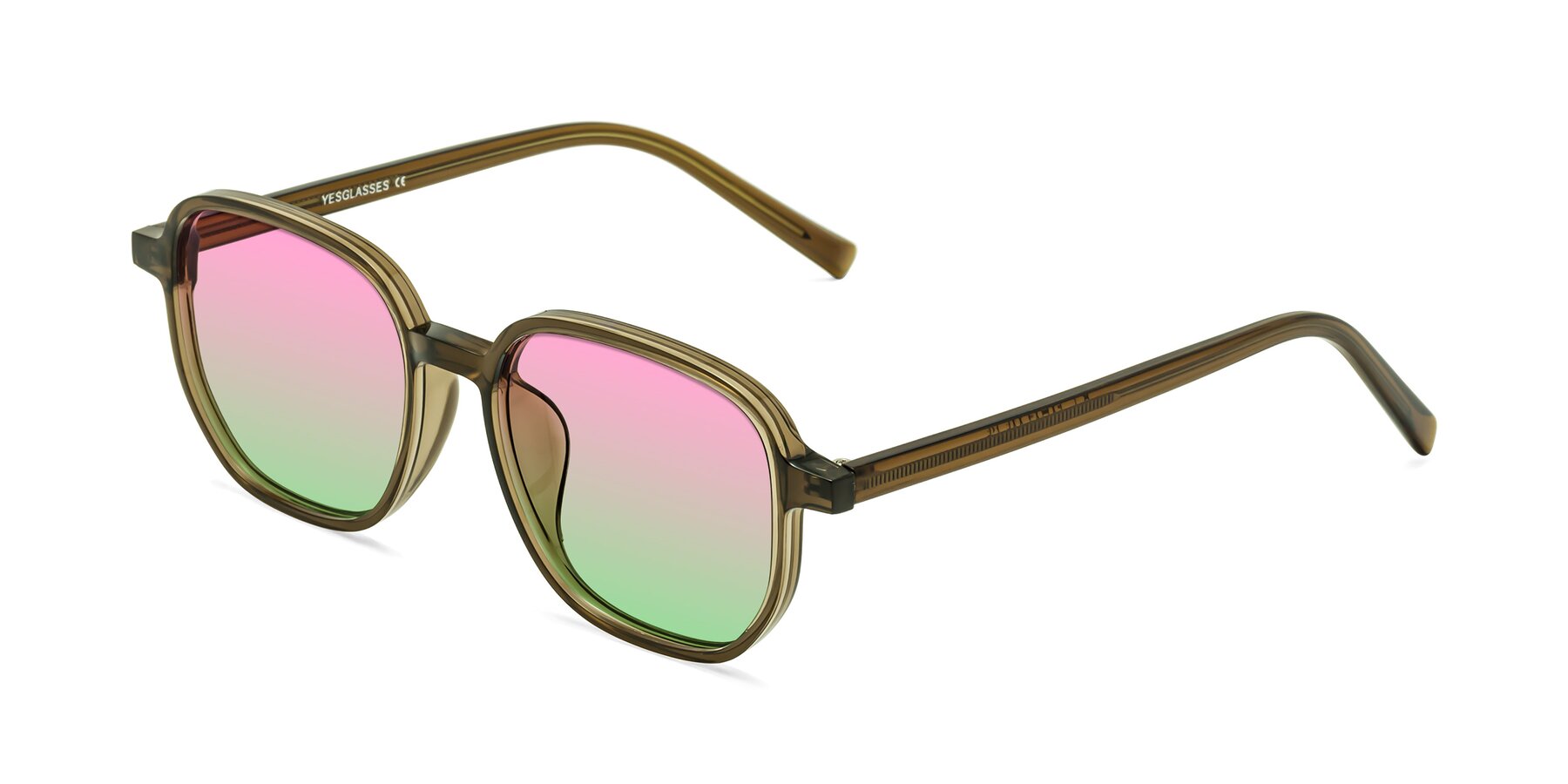 Angle of Cute in Coffee with Pink / Green Gradient Lenses